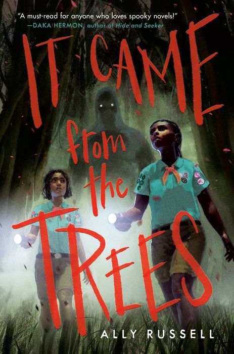 It Came from the Trees book cover with two girls running from a shadowy figure